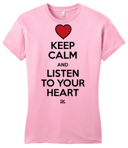 Girly Pink Keep Calm and Listen To Your Heart T-shirt