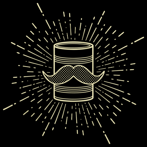 Tin Can Brothers Mustache Can Yellow Black Art Preview