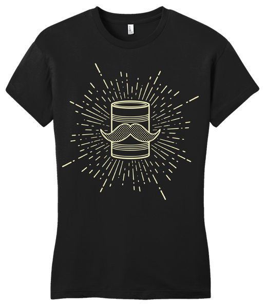 Girly Black Tin Can Brothers Mustache Can Yellow T-shirt